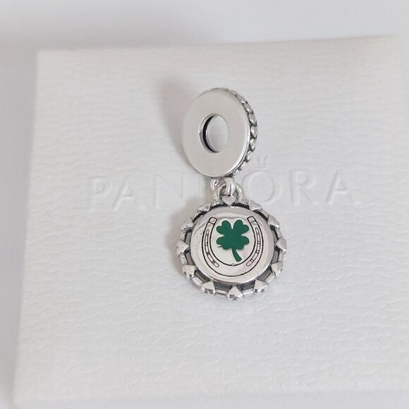 Pandora Ireland Exclusive Country Irish Dangle Clover Horseshoe Dangle Charm - Picture 3 of 8